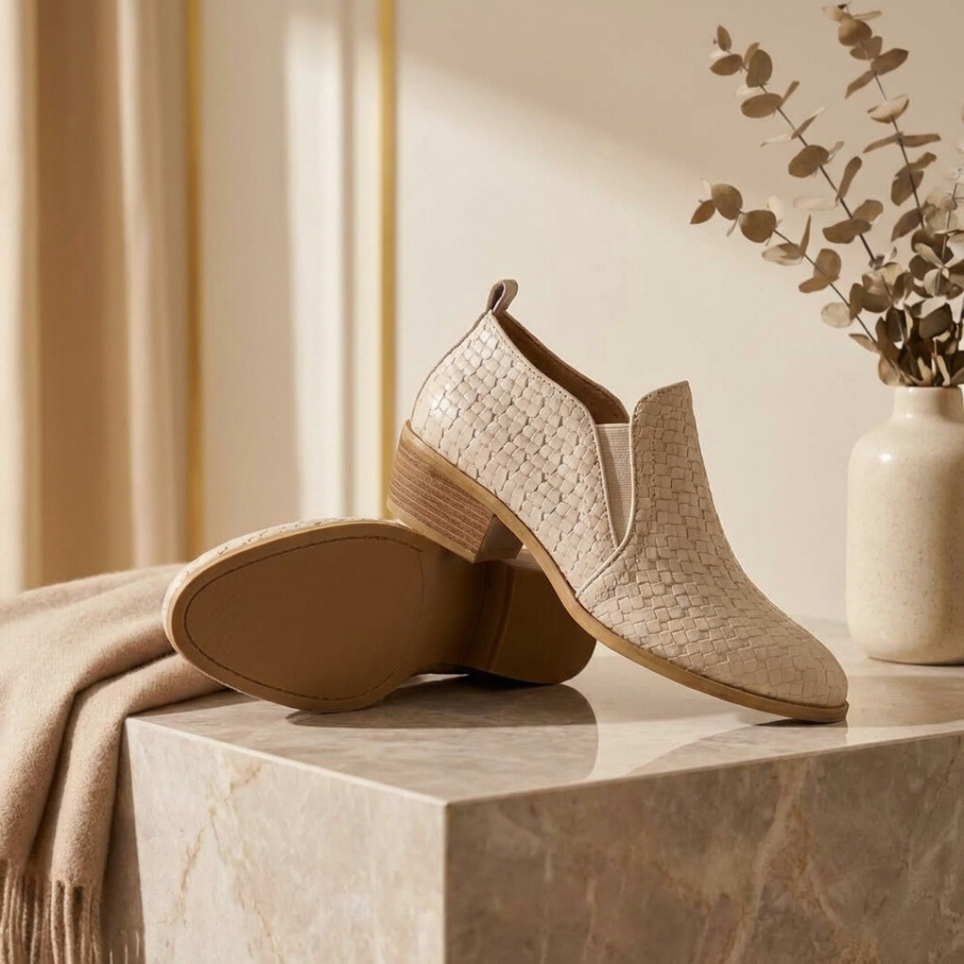 Firenze Woven-Grain Slip-On Boots