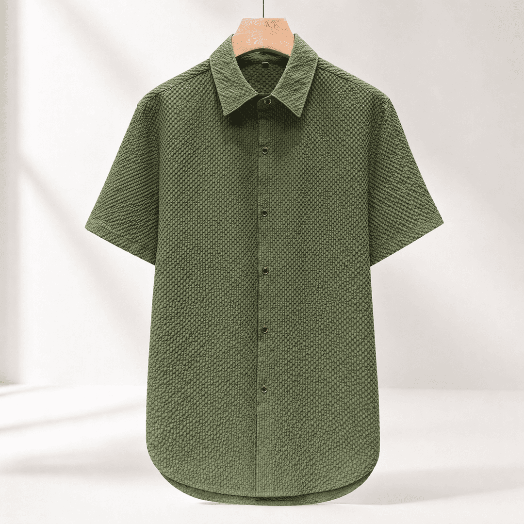 Verdant Woven-Stitch Resort Shirt