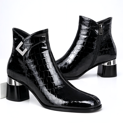 Monarch Crystal-Buckle Ankle Boots