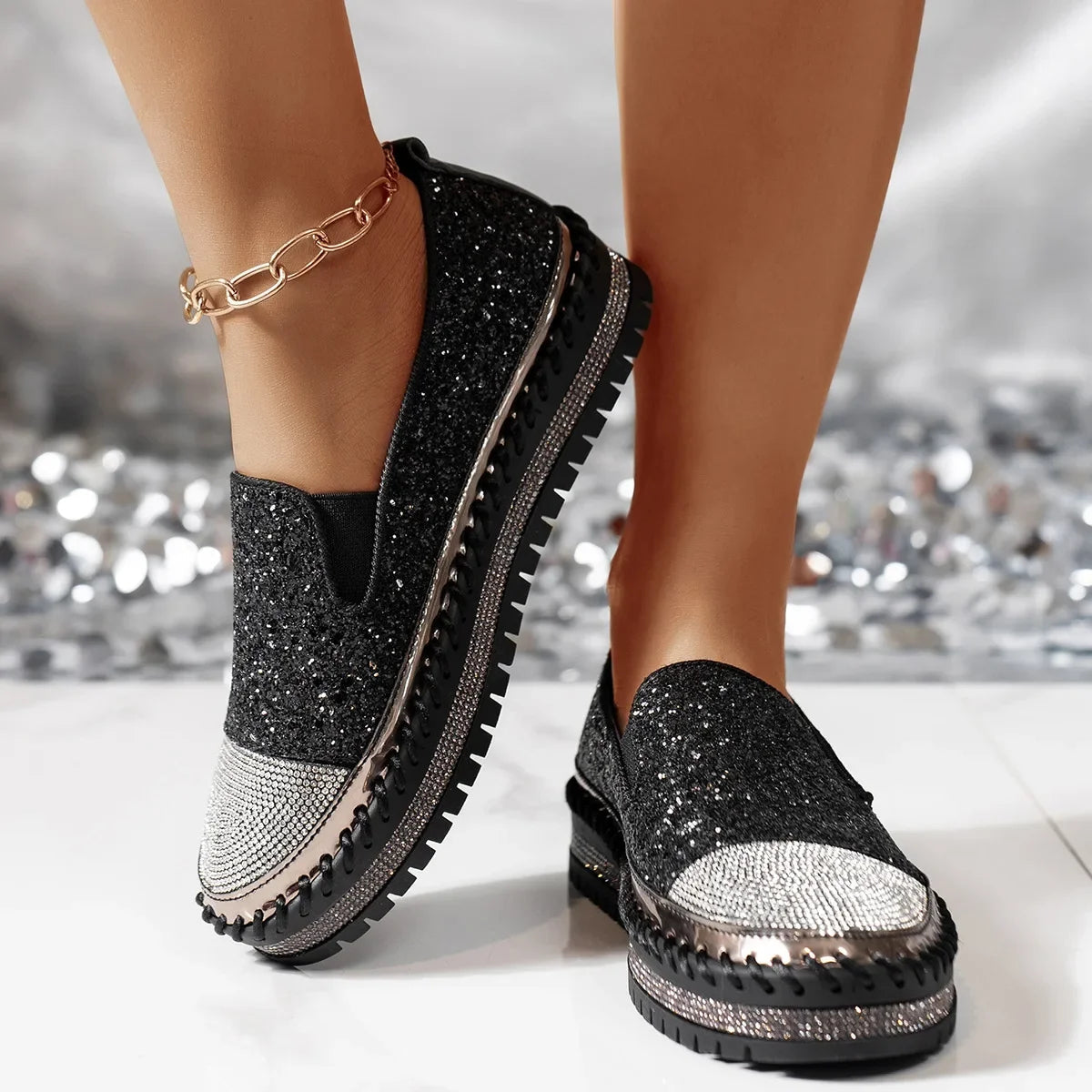 Ruby Sequin Crystal-Sole Statement Sneaker