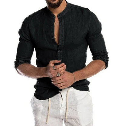 Aegean Linen Mandarin Shirt