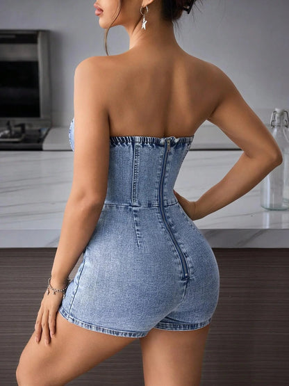 Fumée — Smoked Denim Strapless Wrap Dress
