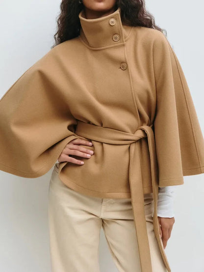 Marcella Wide-Sleeve Cape Coat