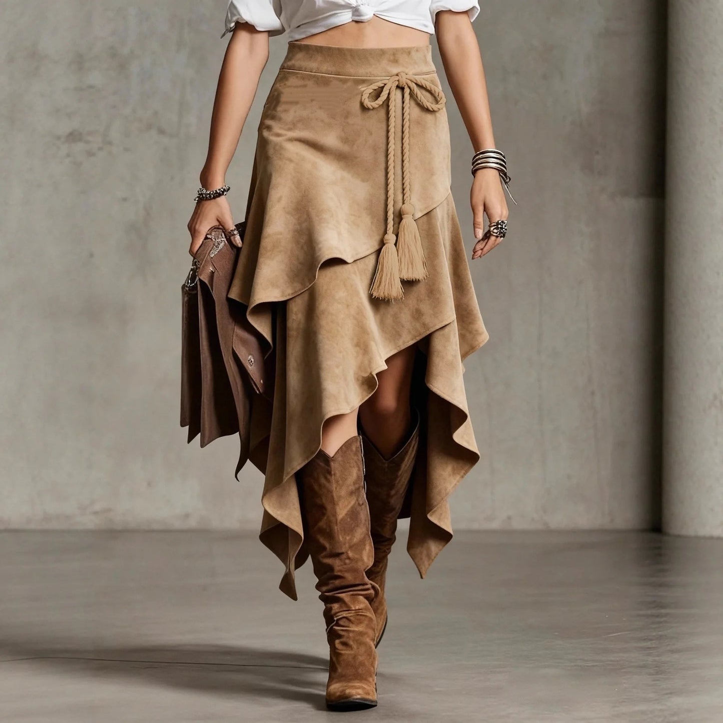Nomad Asymmetric Suede Skirt