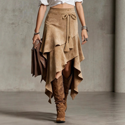 Nomad Asymmetric Suede Skirt