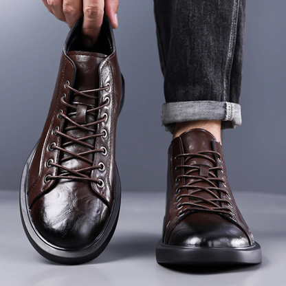 Umber Distressed Heritage Lace-Up Boots
