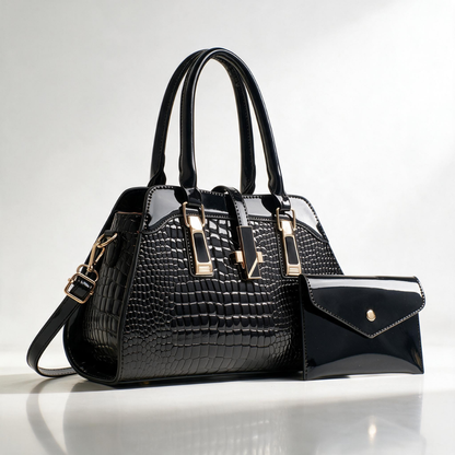 Verlaine Patent Croc Tote Set