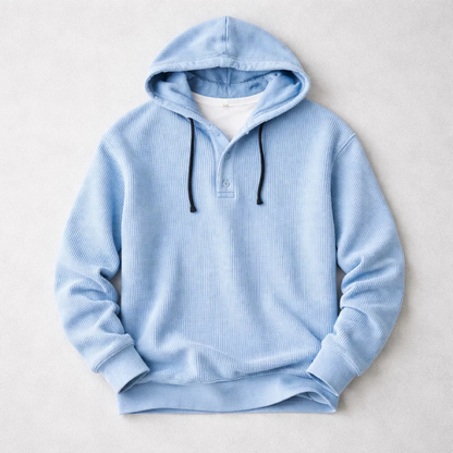 Beaumont Waffle-Knit Henley Hoodie