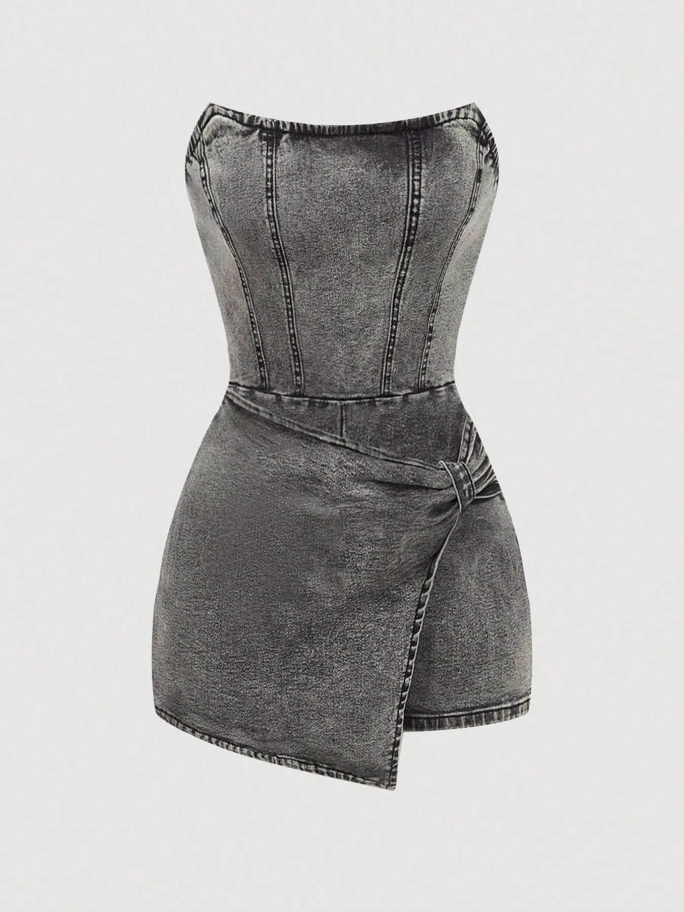 Fumée — Smoked Denim Strapless Wrap Dress
