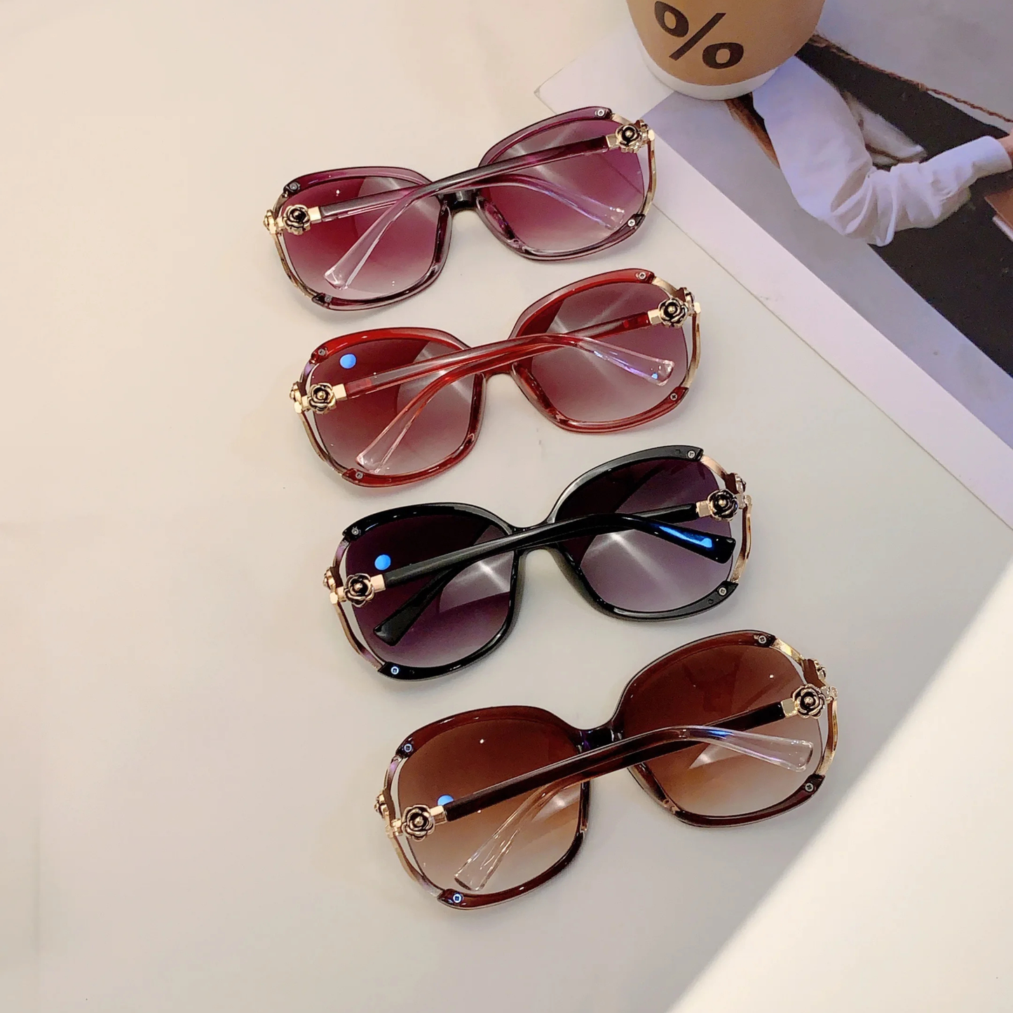 Blooming Rose Temple Gradient Sunglasses