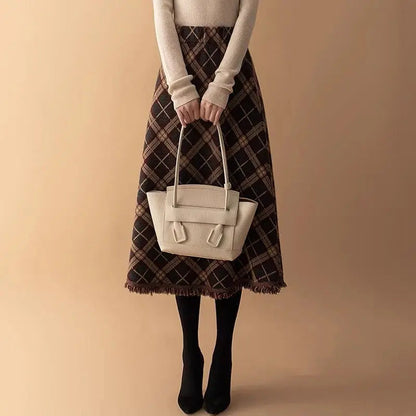 Ravelle Fringed Plaid Midi