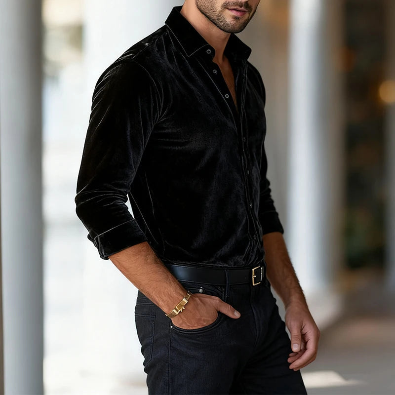 Velvet Dress Shirt in Deep Jewel Tones