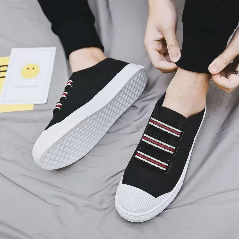 Noir Velcro Canvas Lo