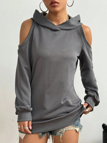Cold-Shoulder Hooded Sweatshirt