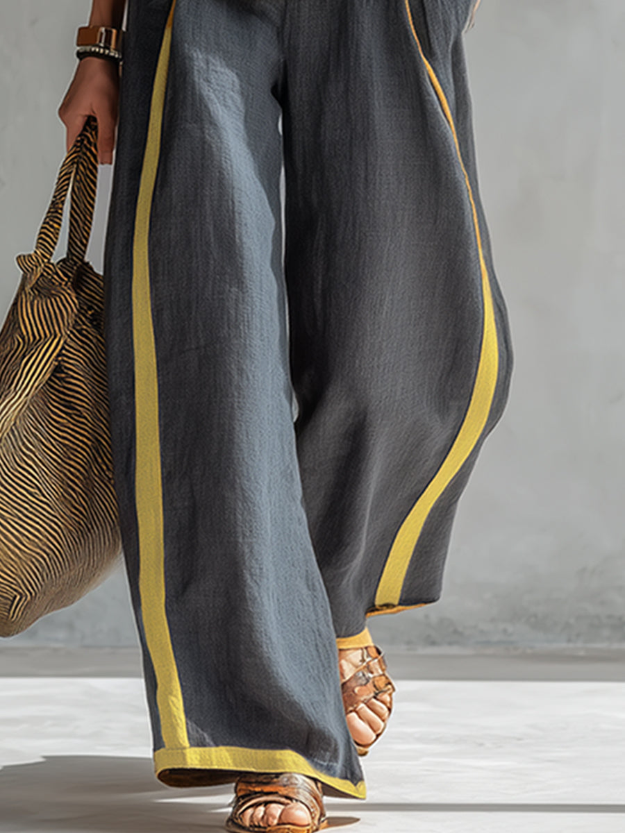 Riviera Contrast-Trim Linen Set