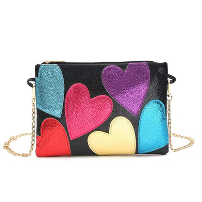 Amoure Metallic Heart Clutch