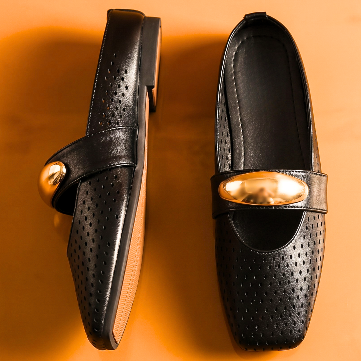 Céleste Toffee Perforated Mary Mule