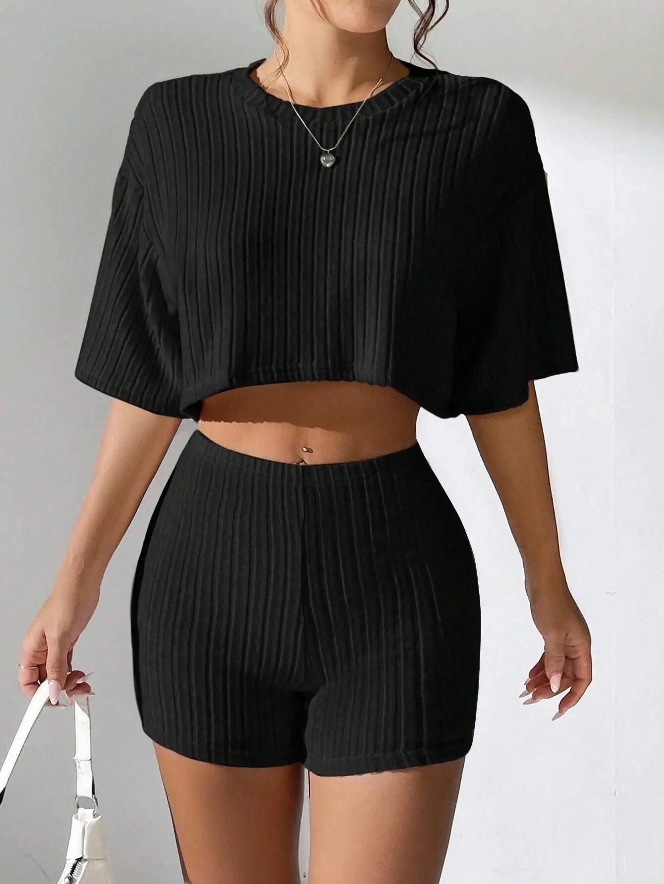 Noir Sculpt Ribbed Co-Ord