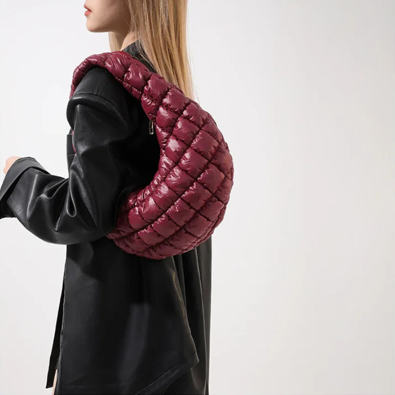 Bordeaux Quilted Crescent Bag