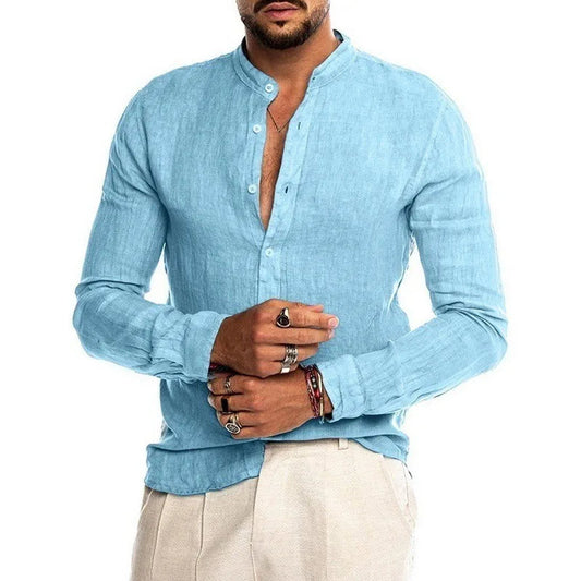Aegean Linen Mandarin Shirt