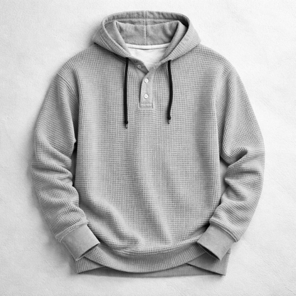 Beaumont Waffle-Knit Henley Hoodie