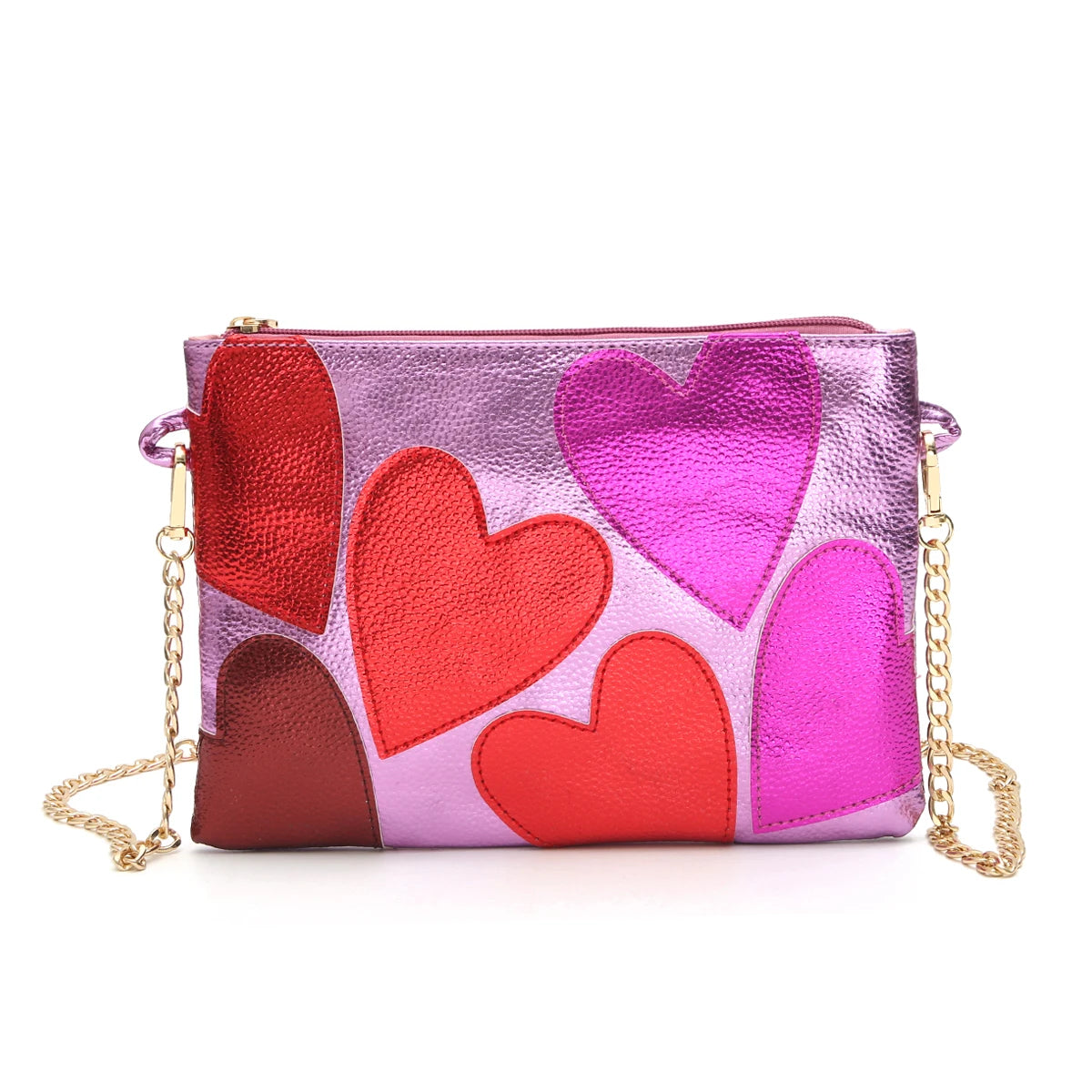 Amoure Metallic Heart Clutch
