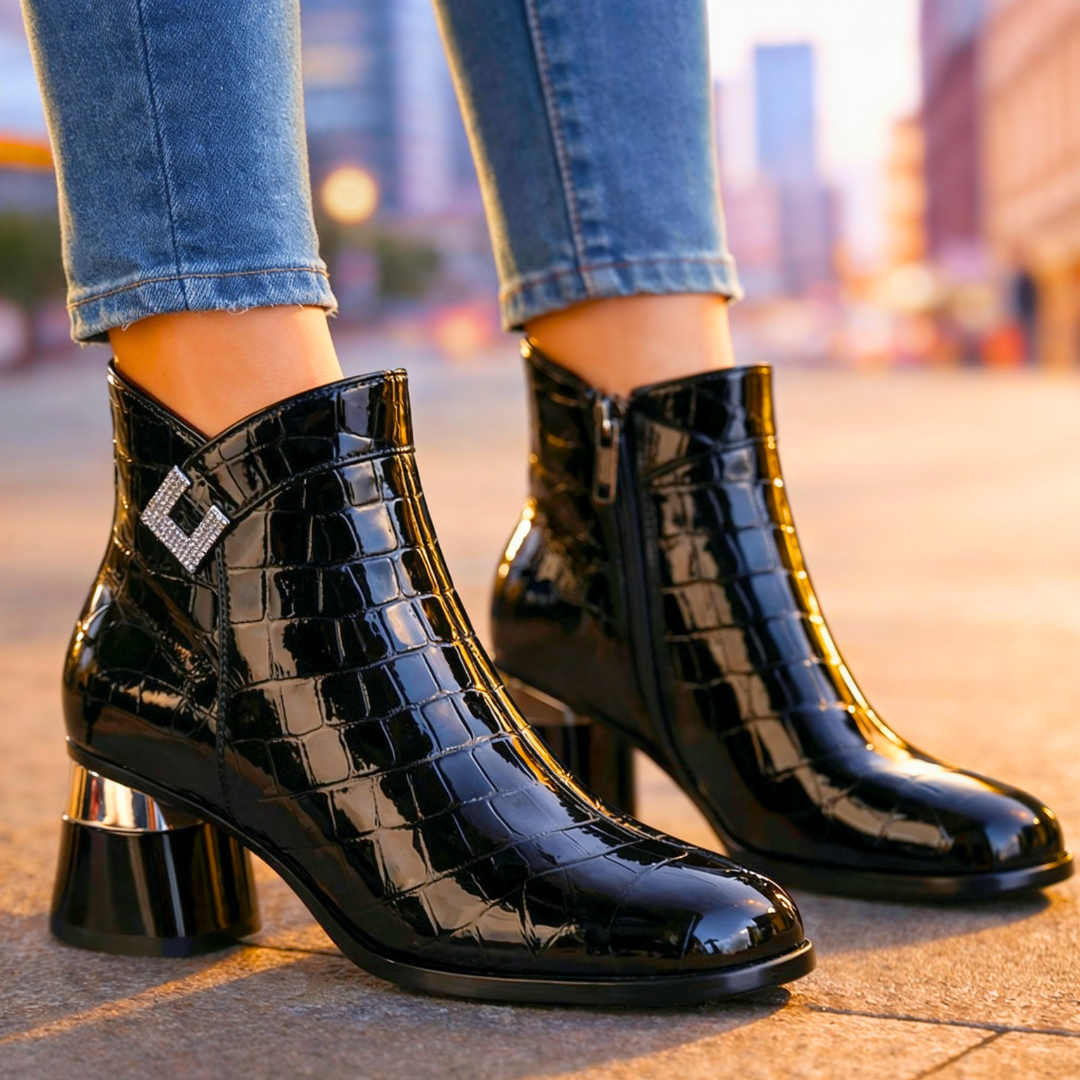 Monarch Crystal-Buckle Ankle Boots