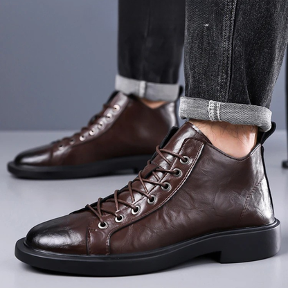 Umber Distressed Heritage Lace-Up Boots