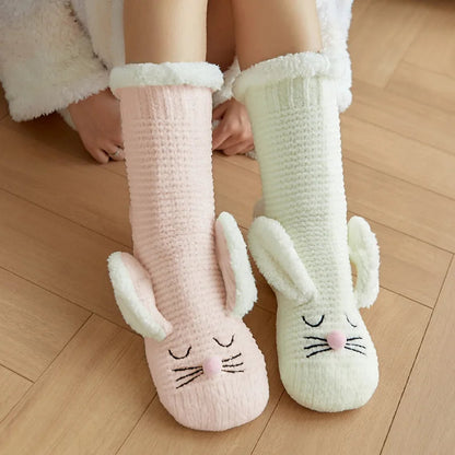 Sherpa-Lined Bunny Slipper Socks