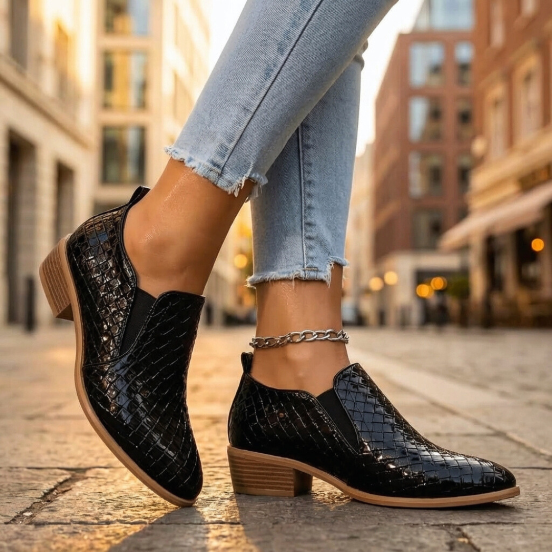 Firenze Woven-Grain Slip-On Boots