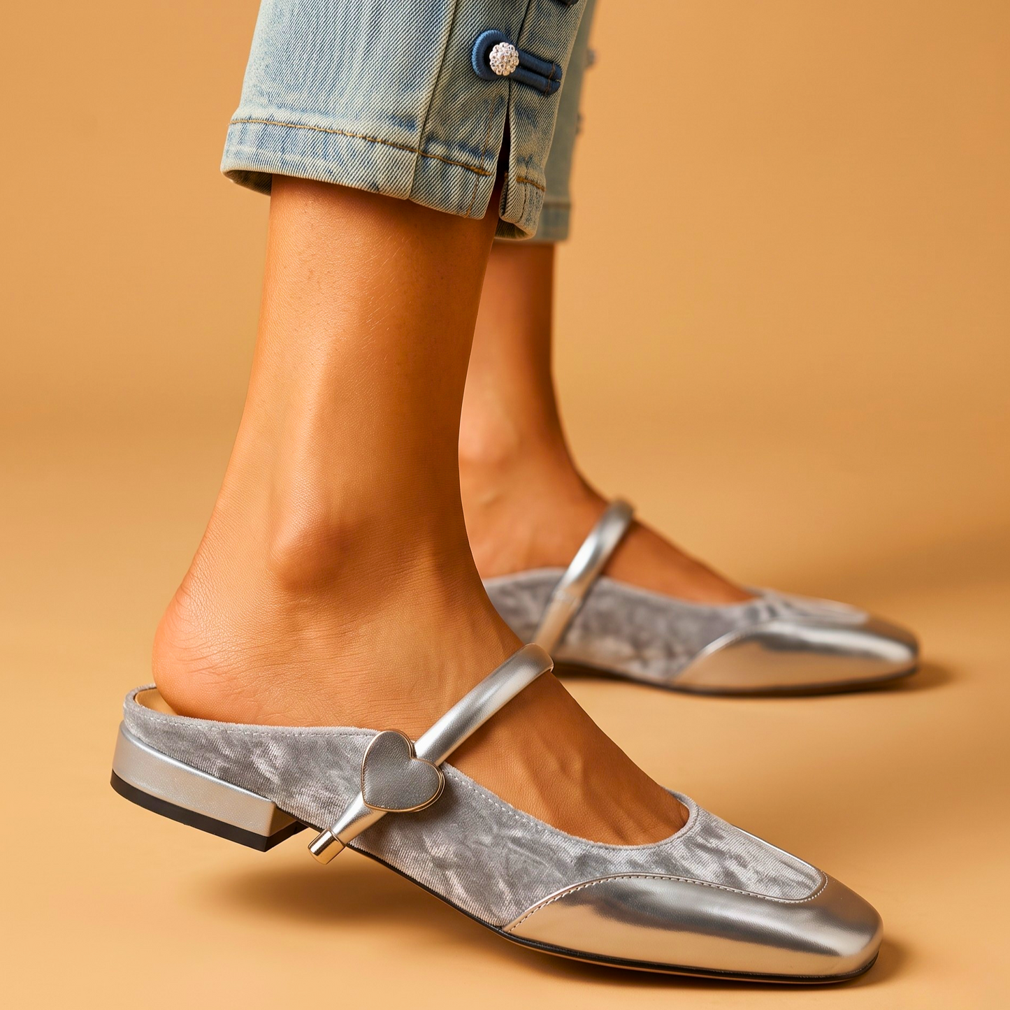 Marisol Metallic Mary Jane Mules