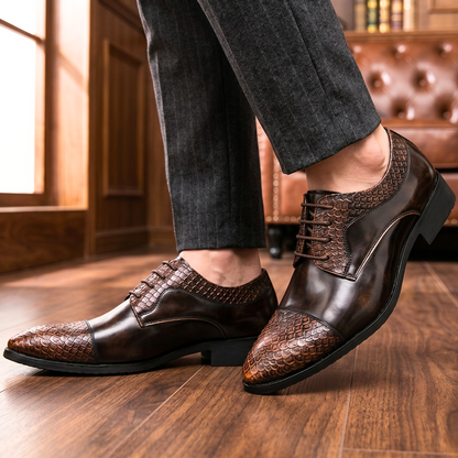 Devereaux Mirror-Vamp Python Toe Derby