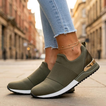 Olive Gilt Slip-On Sport Trainer