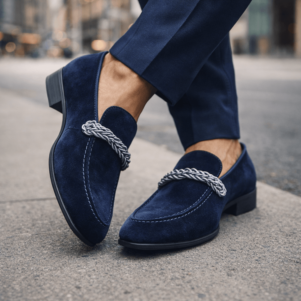 Cognac Braided Suede Loafers