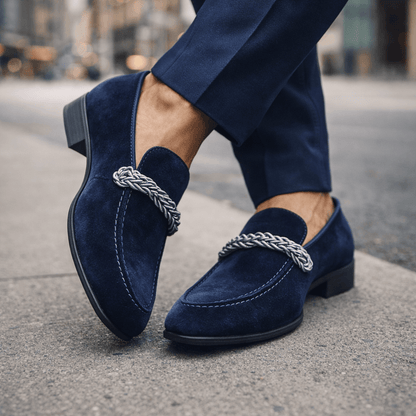Cognac Braided Suede Loafers