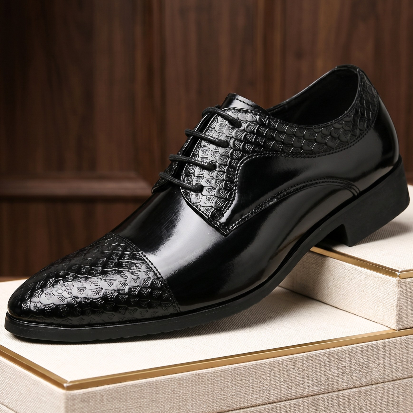 Devereaux Mirror-Vamp Python Toe Derby