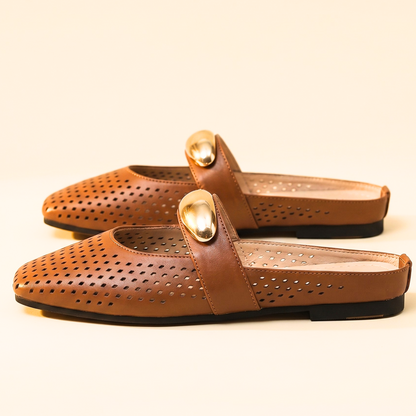 Céleste Toffee Perforated Mary Mule