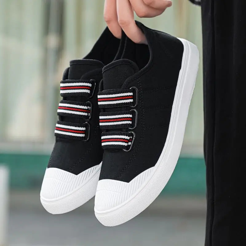 Noir Velcro Canvas Lo