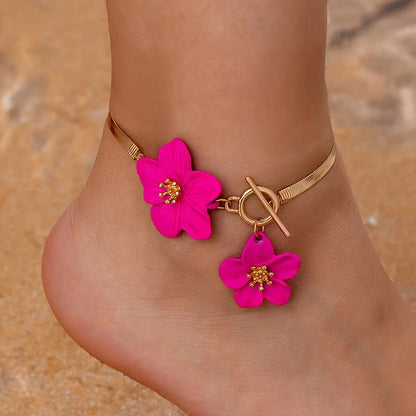 Hibiscus Herringbone Anklet