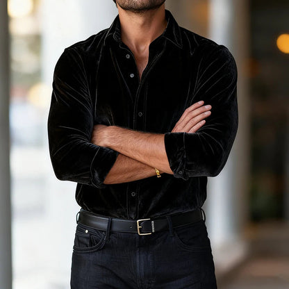 Velvet Dress Shirt in Deep Jewel Tones