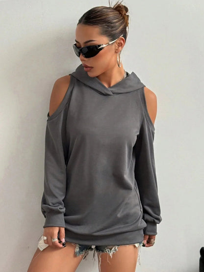 Cold-Shoulder Hooded Sweatshirt