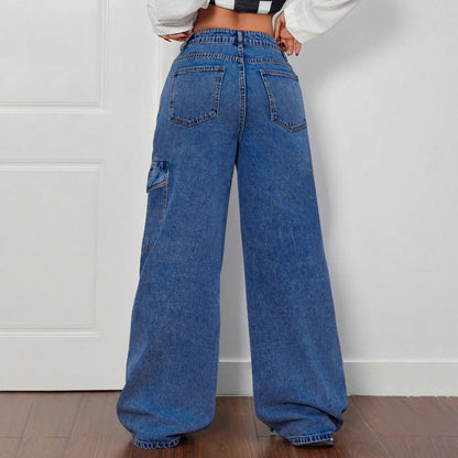 Oversized Tie-Pocket Wide Leg Jeans