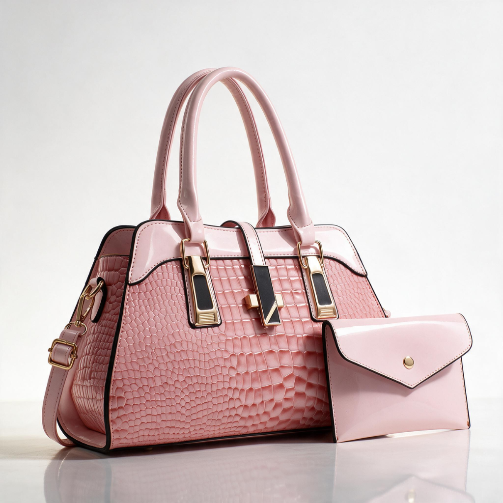Verlaine Patent Croc Tote Set