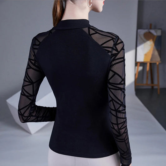 Geometric Mesh Sleeve Bodysuit