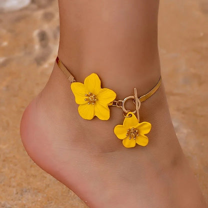 Hibiscus Herringbone Anklet