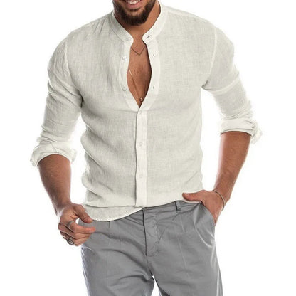 Aegean Linen Mandarin Shirt