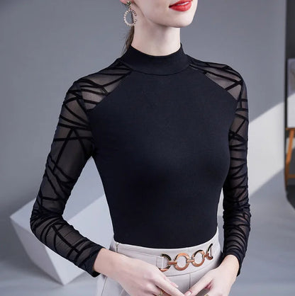 Geometric Mesh Sleeve Bodysuit