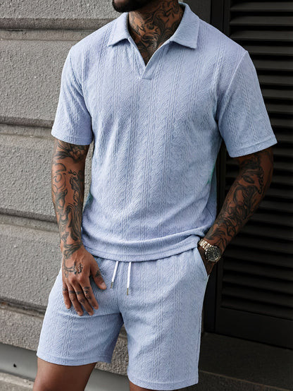 Aegean Stripe Knit Polo Set