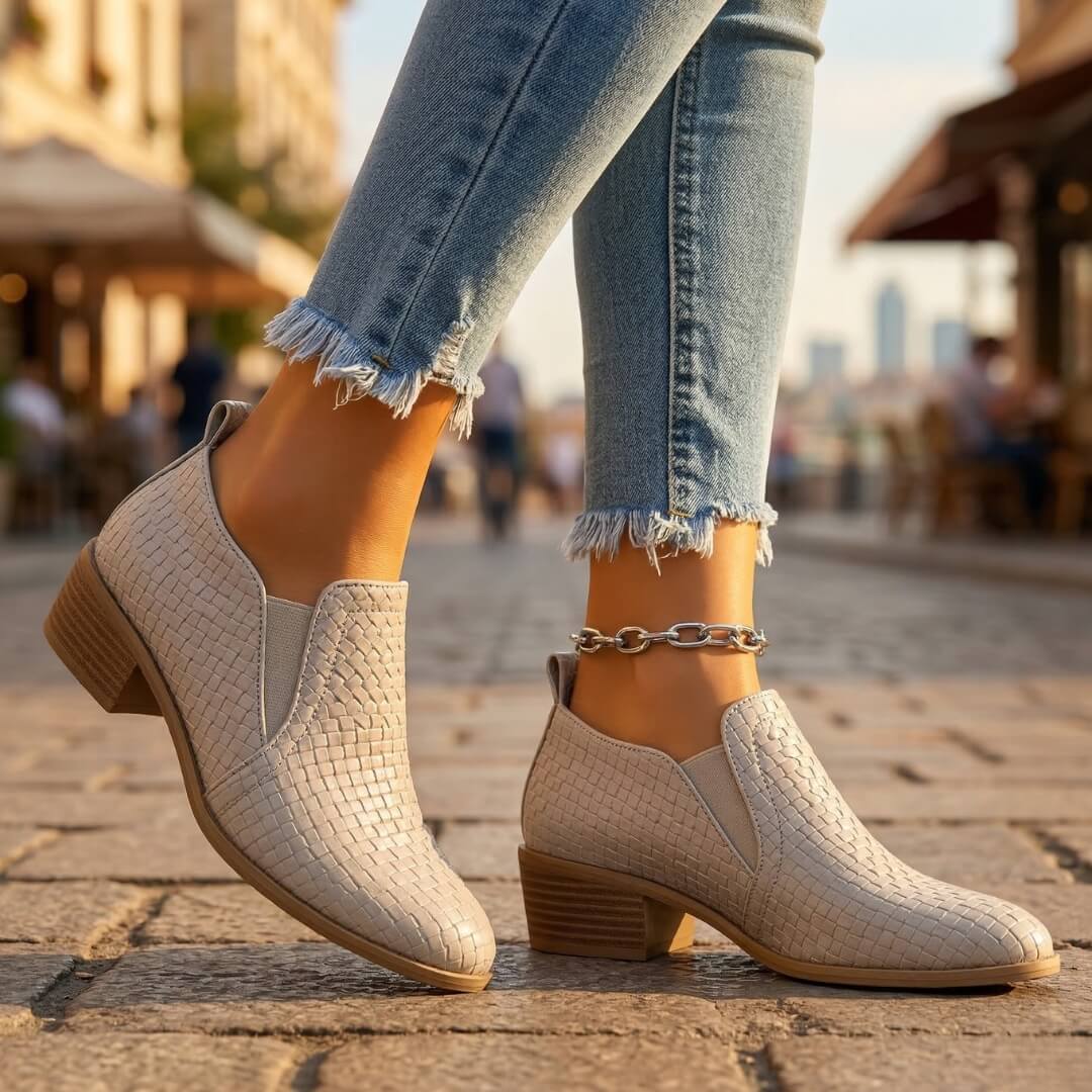 Firenze Woven-Grain Slip-On Boots