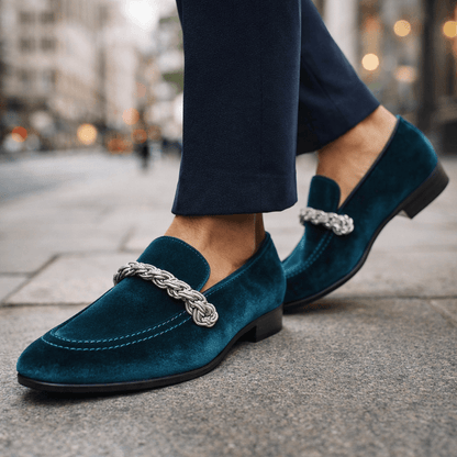Cognac Braided Suede Loafers